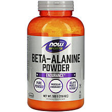 Бета-аланін NOW Foods, Sports "Beta-Alanine Pure Powder" м'язова витривалість, чистий порошок (500 г)