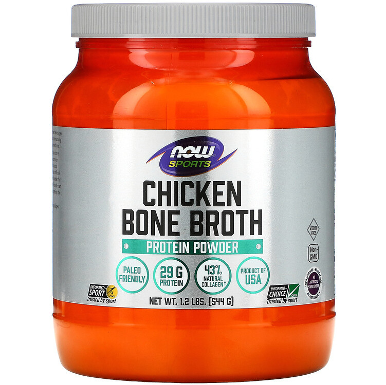 Курячий кістковий бульйон NOW Foods "Chicken Bone Broth" у порошку (544 г), фото 1