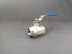 Кран кульовий нержавіючий AISI304 ДУ25 1" ВР-ВР (трубна пряма) двоскладовий муфтовий повнопрохідний