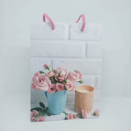 Пакет подарунковий 20.5х15х7.5 см Букет у вазі, фото 1