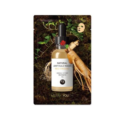 Тканевая маска для лица с экстрактом Женьшеня Merry Youth Natural Ampoule Mask