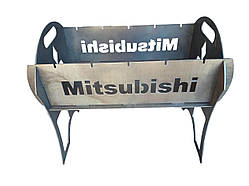 Мангал розкладний зі сталі 3 мм надпис Mitsubishi (автомангал переносний Міцубісі) на 5 шампурів
