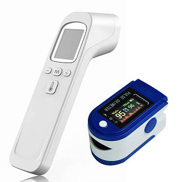 Цифровий інфрачервоний лобовий термометр і пульсоксиметр на кінчик пальця