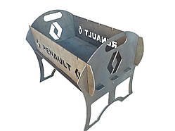 Мангал розкладний зі сталі 3 мм надпис "Renault" (автомангал переносний Рено) на 5 шампурів