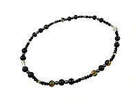 Эксклюзивное ожерелье мужское Агат + шунгит, Стильное ожерелье из натурального камня, красивые украшения