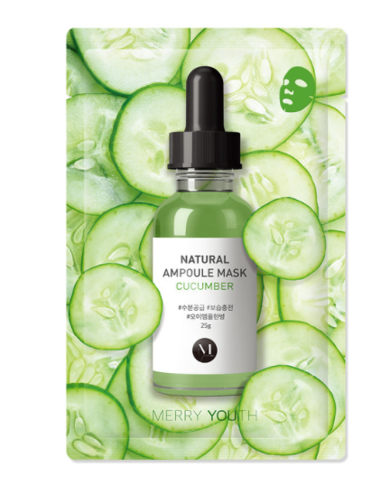 Тканинна маска для обличчя з екстрактом огірка Youth Natural Ampoule Mask cucumber