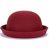 Женская фетровая шапка с полями "котелок" Бордовый