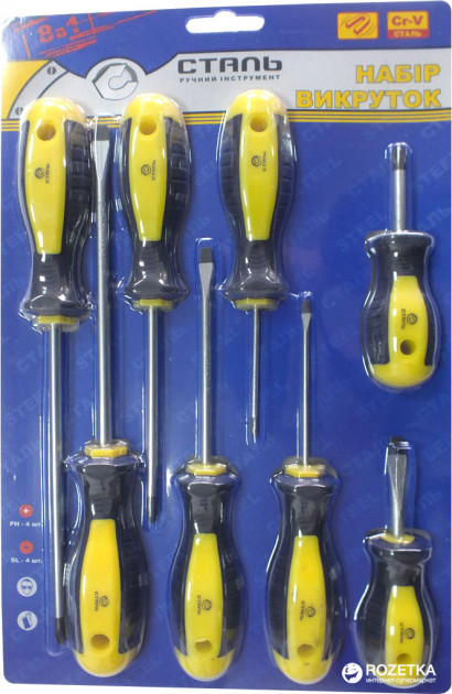 Набір викруток Сталь 49040 8 шт. у блістері