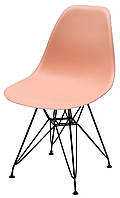 Стул Nik BK-ML розовый 64 на черных металлических ножках, дизайн Charles & Ray Eames DSR Eiffel Leg