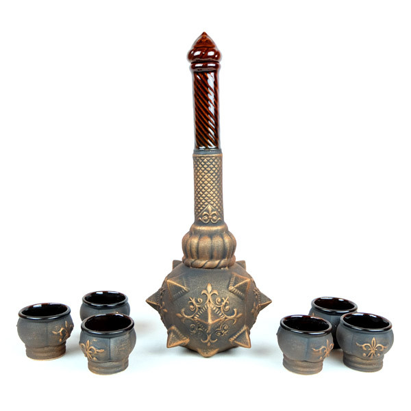 Булава з рюмками — набір для коньяку, декор «бронза», булава на весілля, фото 1