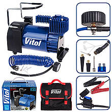 Автомобільний компресор VITOL K-55 150psi/23Amp/50 л/шланг 5,0 м/клемми/з дефлятором
