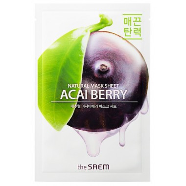 Тканинна маска для обличчя з екстрактом ягід асаї The Saem Natural Acai Berry Mask Sheet 21 мл