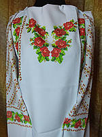 Сорочка-заготовка біла для вишивання бісером РОЗИ без флізеліну 44-50 розмір