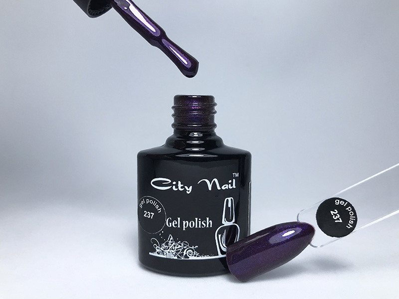 Темно Фіолетовий Гель Лак з Блискітками Микроблеском - Фіолетовий гель лак з блискітками CityNail 237