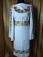 Платье-заготовка белое для вышивки бисером МАКИ ВОЛОШКИ РОМАШКИ без флизелина 44-50 размер