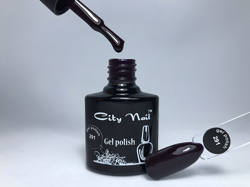 Гель-лак CityNail 291 - Темно Фіолетовий Гель Лак - Сливовий гель лак - Баклажановий гель лак дизайн, фото 1