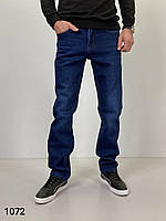 Утепленные мужские джинсы зимние на флисе прямые