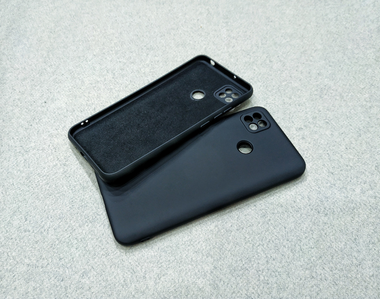 Силіконовий чохол із мікрофіброю для Xiaomi Redmi 9C чорний тонкий матовий