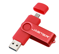 USB OTG флешка JASTER 64 Gb micro USB Цвет Красный для телефона и компьютера