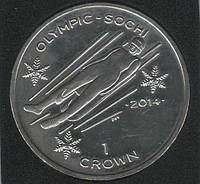 Остров Мэн 1 крона 2013 «Олимпиада в Сочи в 2014 году. Сани» UNC (KM#1546.1)