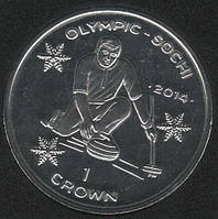 Остров Мэн 1 крона 2014 «Олимпиада в Сочи в 2014 году. Керлинг» UNC (KM#1545.1)