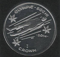 Остров Мэн 1 крона 2014 «Олимпиада в Сочи в 2014 году. Сани» UNC (KM#1546.1)