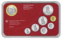 Швейцария набор из 8 монет 2014 UNC Официальный выпуск 5,10, 20, 50 раппен, 1, 2, 5, 10 франков