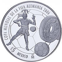 Мексика 5 песо 2005 Серебро Proof Чемпионат мира по футболу в Германии в 2006 году