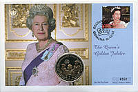 Сьерра-Леоне 1 доллар 2002 UNC 50 лет правлению Королевы Елизаветы II в сувенирной упаковке (KM#269)