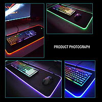 RGB коврик для игровой мыши, большой размер, цветной, светящийся, для ПК, компьютера, настольного компьютера,