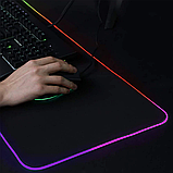 RGB ігровий килимок для миші, великий розмір, кольоровий, світиться, для ПК, комп'ютера, настільного комп'ютера,, фото 2