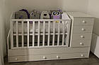 Дитяче ліжечко-трансформер з комодом, ящиками і маятником 3 в 1 "Міша зі стразами" Angel baby біла, фото 6