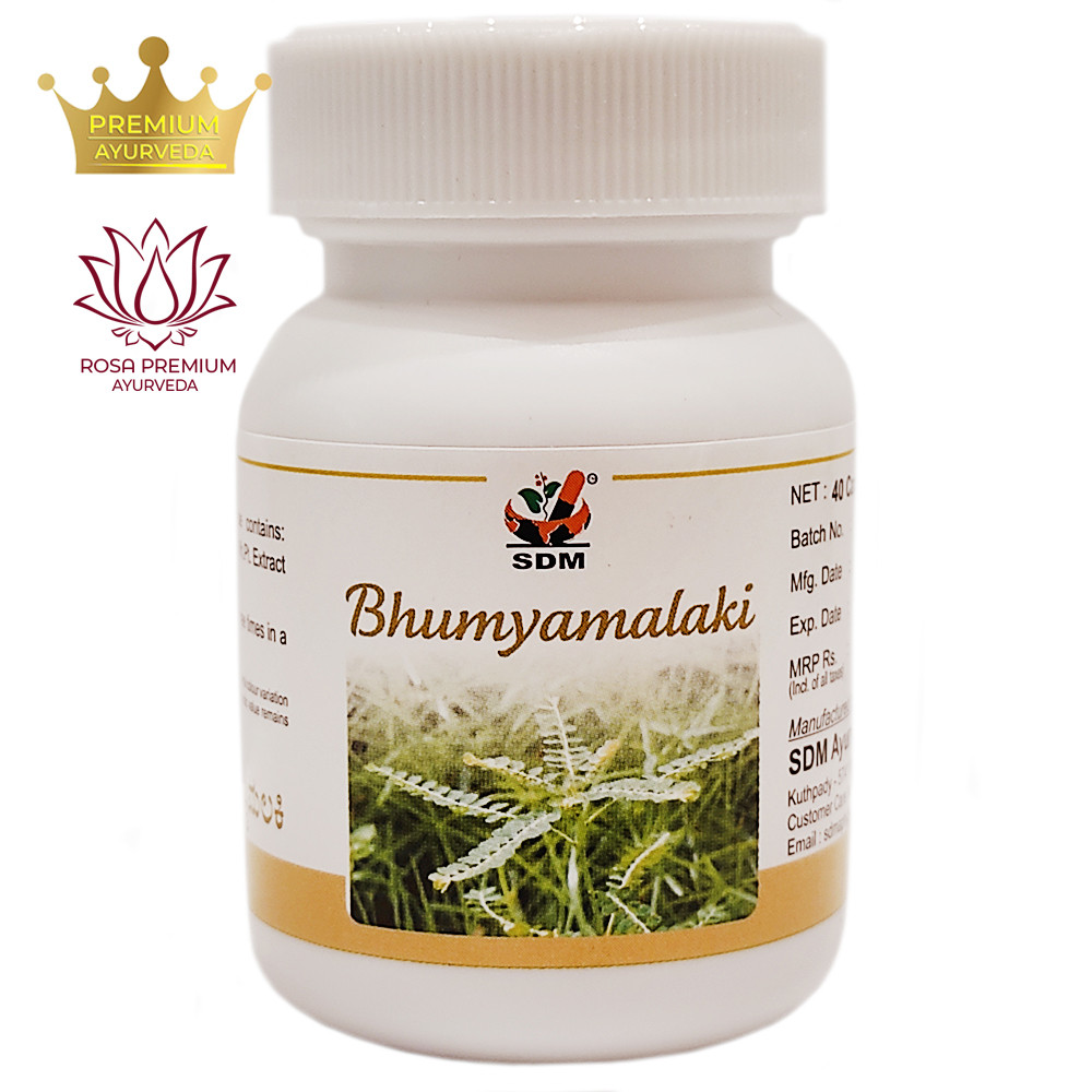 Бхуміамілаки (Bhumyamalaki Capsules, SDM), 40 капсул — екстракт Філанус Нірурі 500 мг