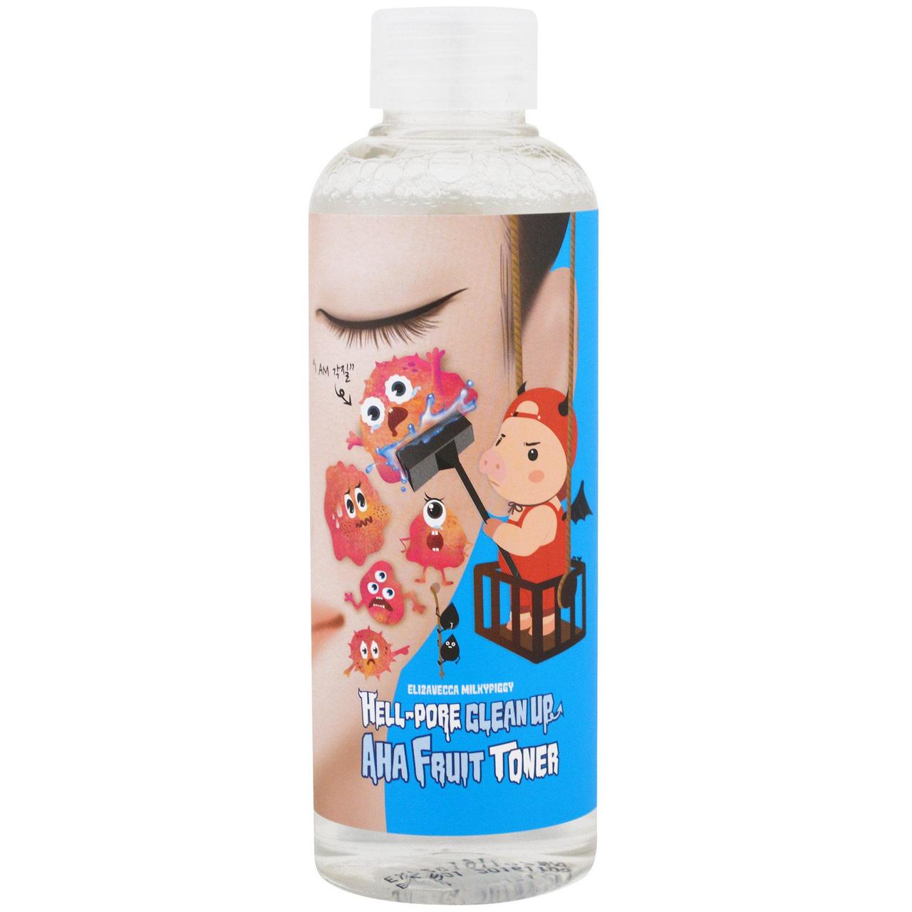 Тонер для обличчя з АНА-кислотами 5% Elizavecca Milky Piggy Hell Pore Clean Up AHA Fruit Toner 200 мл, фото 1
