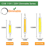 Cob LEd 15w 6500K 220V R7s 118mm. COB для галогенного прожектора 500 ватт, фото 2