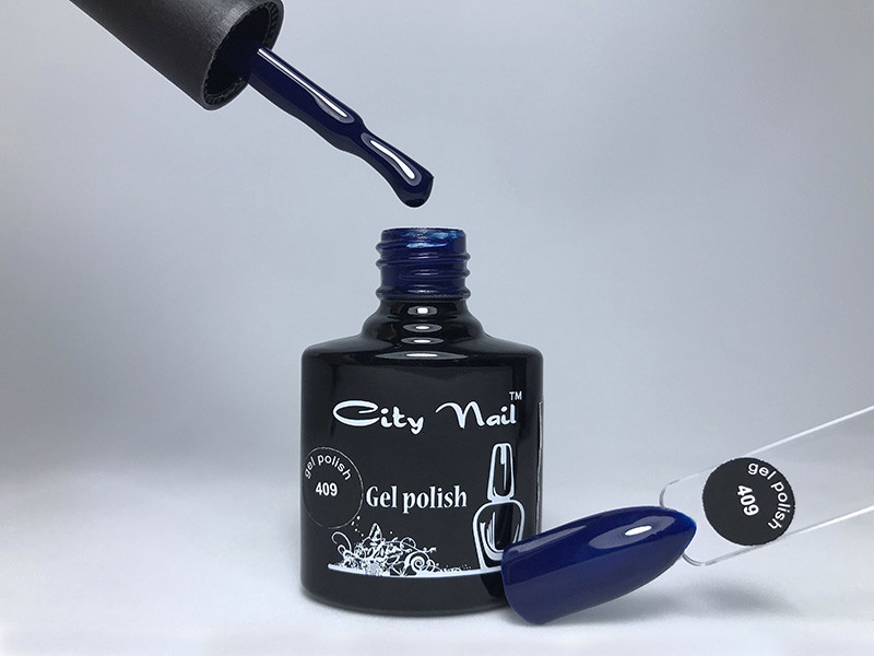 Гель-лак CityNail 409 синій - Сині гель лаки - Гель лак кольору індиго - Професійні лаки для нігтів