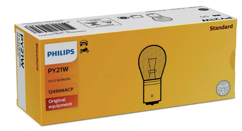 Автолампа Philips Vision PY21W 12V 21W BAU15s (Orange) 12496NACP - фото 2 - id-p338866516