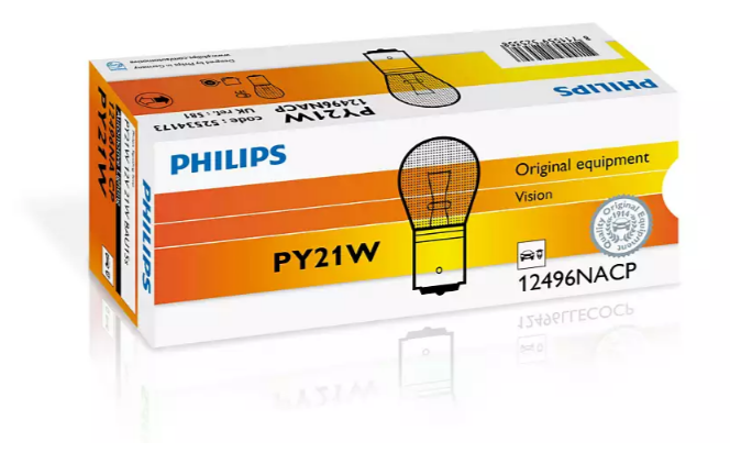 Автолампа Philips Vision PY21W 12V 21W BAU15s (Orange) 12496NACP - фото 3 - id-p338866516