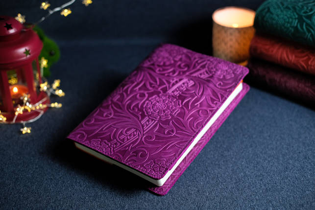 Обкладинка з пеналом для щоденника формату А5 "Модель №16" з натуральної шкіри колір Рожевий, Відбиток №3, фото 1