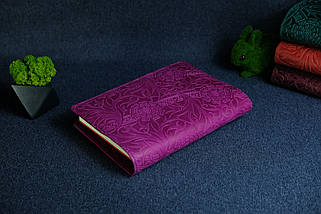 Обкладинка з пеналом для щоденника формату А5 "Модель №16" з натуральної шкіри колір Рожевий, Відбиток №3, фото 4