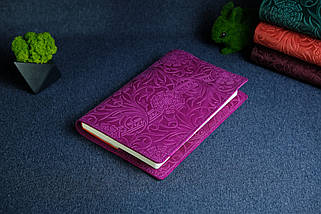 Обкладинка з пеналом для щоденника формату А5 "Модель №16" з натуральної шкіри колір Рожевий, Відбиток №3, фото 3