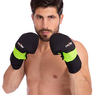 Снарядні рукавички з відкритим великим пальцем неопренові MAXXMMA GH06 S-M, Чорний-салатовий, фото 3