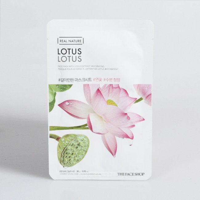 Зволожуюча і очищаюча тканинна маска з екстрактом лотоса The Face Shop Real Nature Lotus
