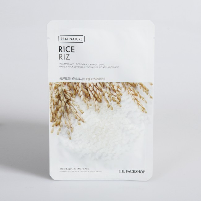 Освітлююча тканинна маска з есенцією рису The Face Shop Real Nature Rice