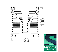 Радиаторный алюминиевый профиль 126 х 136 без покрытия