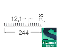 Радиаторный алюминиевый профиль 244 х 26 без покрытия