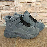 МАЛОМІРЯТЬ! Черевики сірі ЗИМА на липучці АС515-1, фото 2