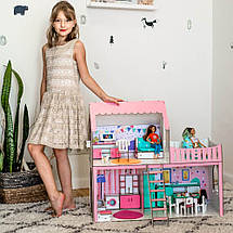 Ляльковий будиночок для Барбі Рожевий "ЛЮКС Міні Новий" 3 кімнати (67 см), без меблів, фото 3