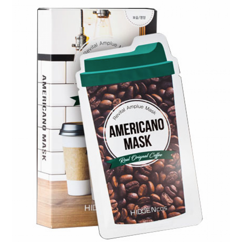 Зволожуюча тканинна маска з екстрактом кави Hiddencos Americano Mask