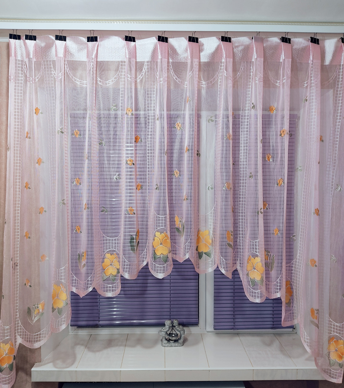 Готовая белая арочная тюль до подоконника шириной 3м